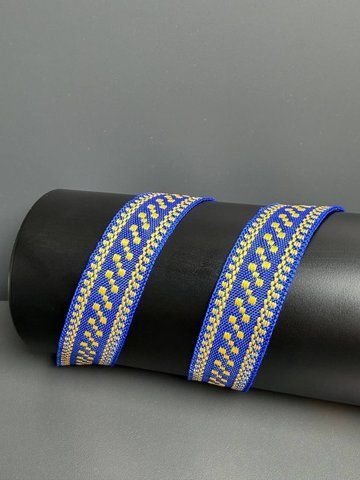 Лента для медали орнамент  20 мм, сине-жёлтая STRICHKA-ORN/Y/BL20 фото