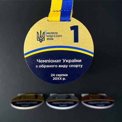 Медаль "Министерская", золото, круглая, 60&times;3 мм, з надписью и лентой MIN0302 фото